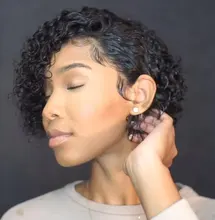 Pre arrancado corte Pixie peluca 250% para las mujeres negras Pixie Peluca de cabello humano nudos blanqueados corto de la onda de agua de Bob de fuente peluca Remy