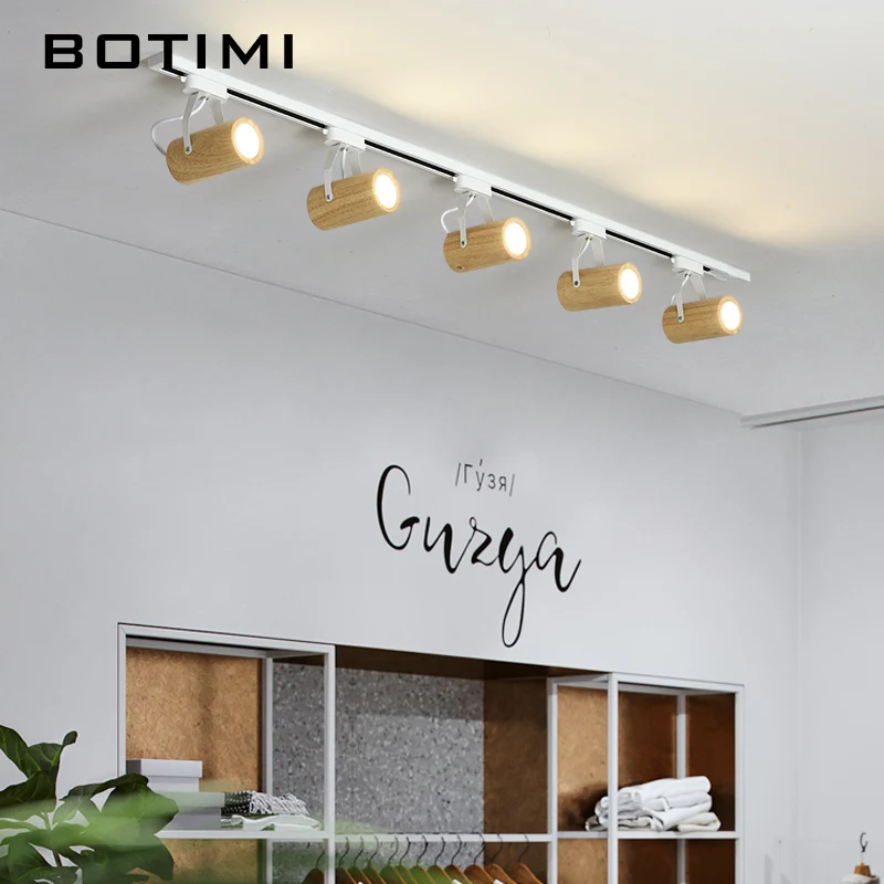 BOTIMI Регулируемый современный светодиодный потолочный светильник 220 В, деревянный потолочный светильник с отслеживанием, для кофейни, для кухонного освещения