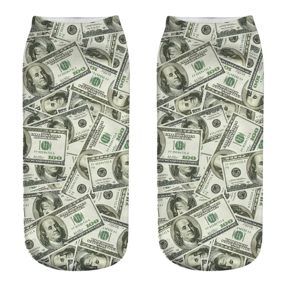 Men's Summer Dollar Pattern Personality Funny Cotton Socks Harajuku Fashion Street Thin Sections Dollar Print Retro Happy Socks