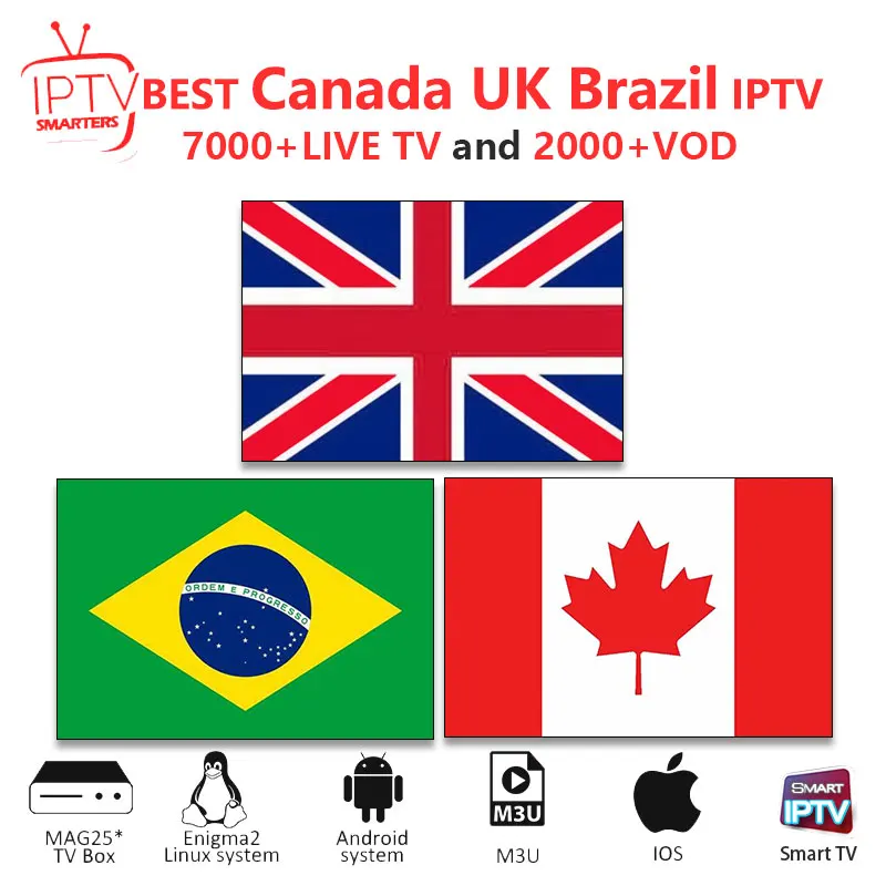 

UK IPTV M3U IPTV 7000+ Live channels for m3u mag box smart tv Canada iptv Brazil iptv M3U code sports adults free test
