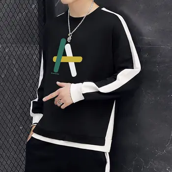 

2020 New Spring Korean Trend Couple Harajuku Print Loose And Fresh Japanese Wild Casual Pullover Bottoming Shirt Cotton