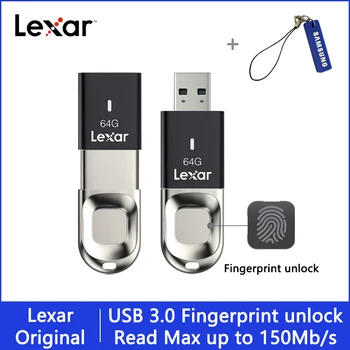 Lexar-unidad Flash USB 3,0 de 64GB con reconocimiento de huella dactilar, memoria Flash F35 con reconocimiento de huella dactilar