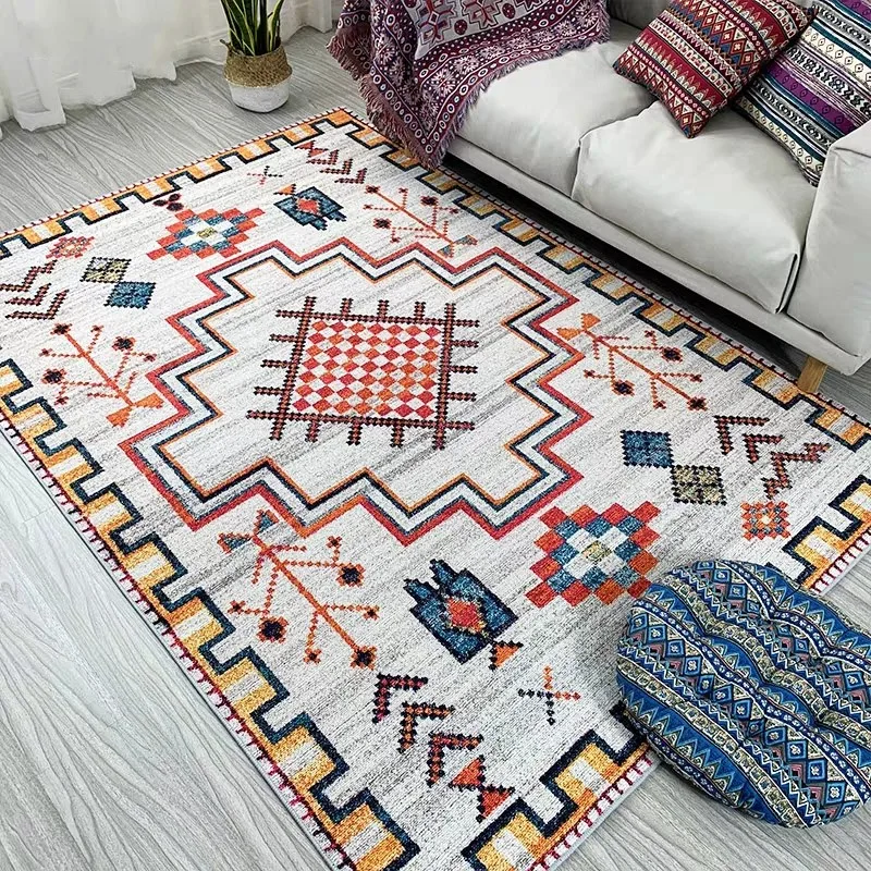 Ретро американском стиле Большие размеры гостиной без волос напольный коврик с принтом, килим узор, украшение дома коврик