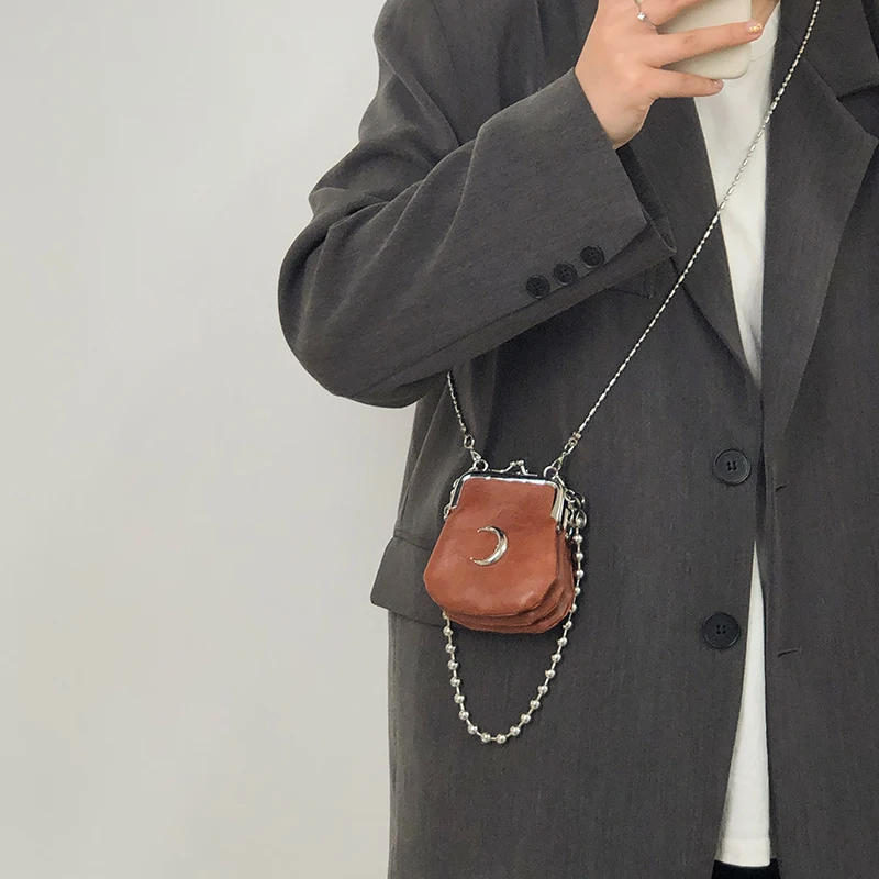 PU Leather Women moon Small Shoulder Bag Fashion Chain Female Shell Crossbody Bags Retro Design Ladies Mini Coin Purse Handbags pu crossbody bag crossbody bag women handbags