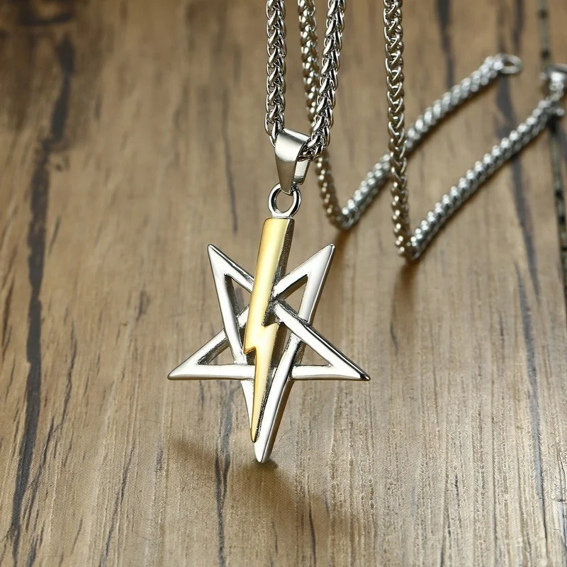 Sigil of Lucifer Pendant Necklace Satanic Amulet Inverted Crucifix Cross Jewelry 