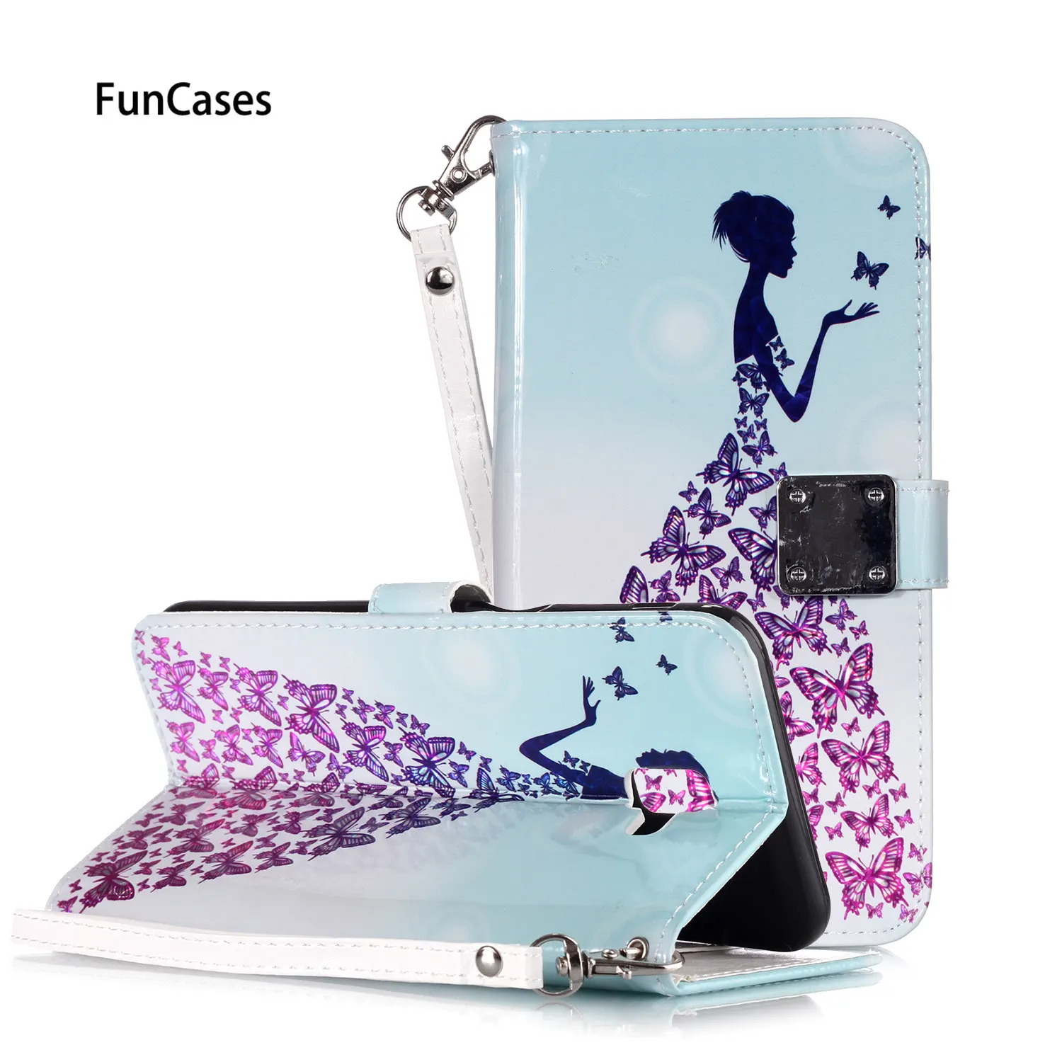 Phone Cases Covers For telefon Samsung Beauty PU Leather Flip Wallet Case Movil sFor Samsung phone case J6 Plus J4 J330 J530