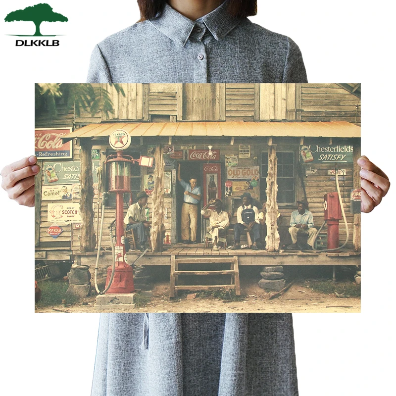 

DLKKLB Classic Retro Poster 1937 Roadside Shop Vintage Bar Cafe Art Home Decorating Painting Living Room Bedroom Wall Stickers