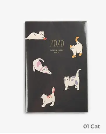 01 Cat Милый ежемесячный недельный планировщик с животными из мультфильмов, Kawaii notebook 152 P - Цвет: 01 Cat