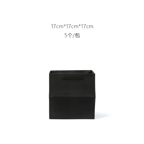 small black 5 шт утолщенные квадратные вечерние крафт-бумажные сумки Цветы Букет сумки сплошной цвет флорист упаковочные сумки цветочные сумки - Цвет: small black