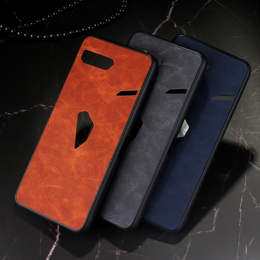 

For Asus ROG Phone II ZS660KL Retro Vintage Synthetic Leather Back Case For Asus ROG Phone 2 II ZS660KL Hard PC Back Cover