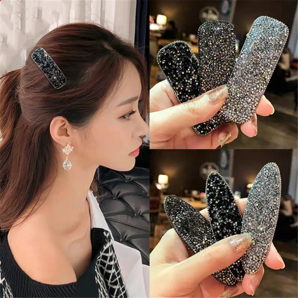 

1PC Glitter Crystal Snap Barrettes Hairpins for Women Girls Geometric Hair Clips Hairgrip Bobby Pin Headdress Hair Accessories