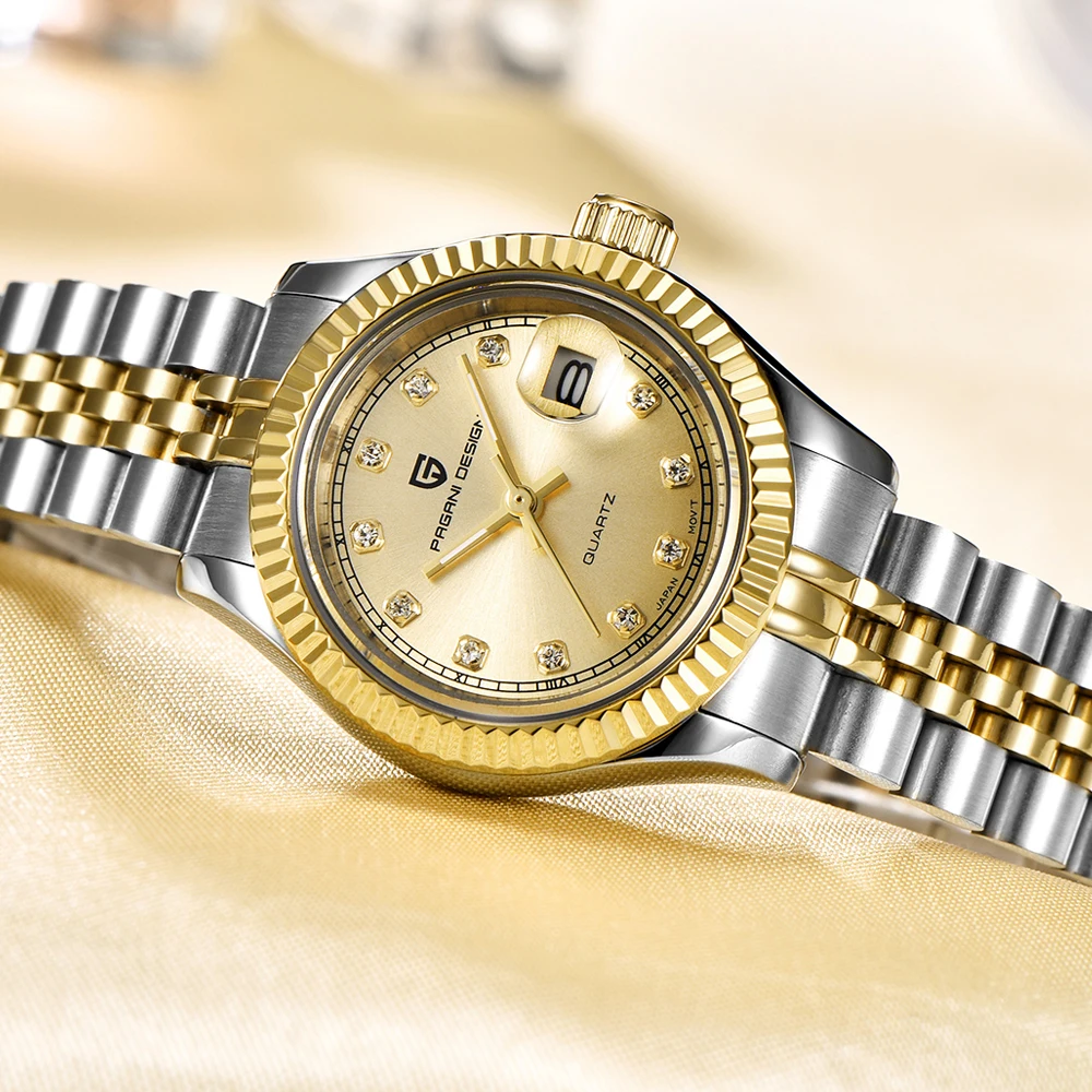 free drop shipping Automatic-self-Wind Female Watch gold silver stainless steel band waterproof auto date womens watches  (40)