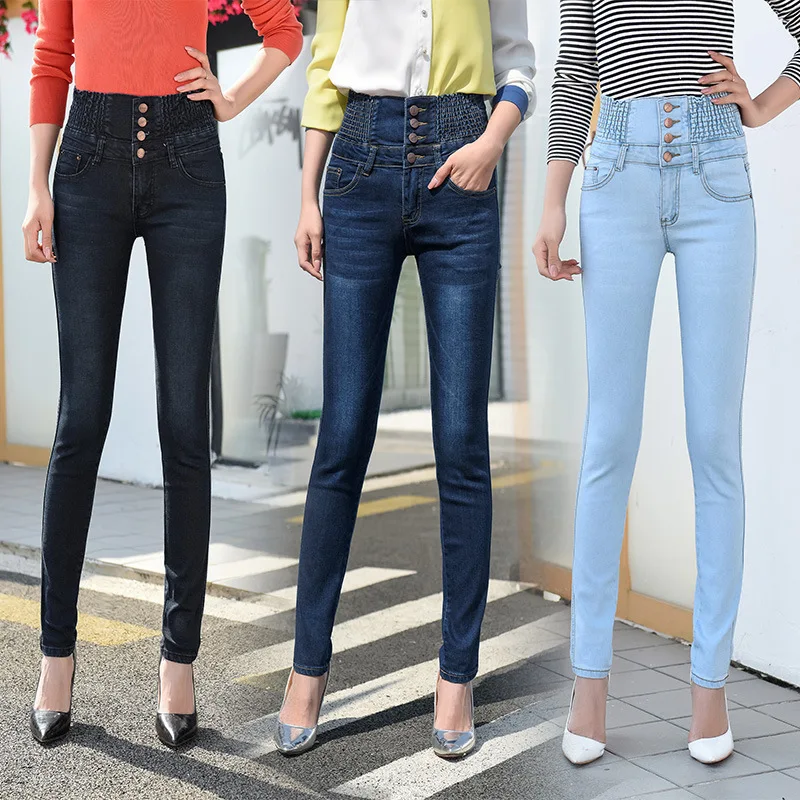 Jeans woman High Waist Pencil Pants Stretch Elastic Waist Jeans for women Skinny Plus Size Denim Pants