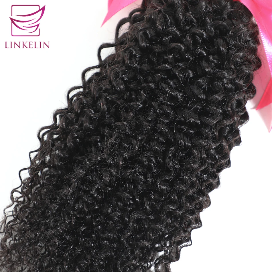 LINKELIN HAIR Mongolian Kinky Curly Hair Remy Human Hair Weave Bundles Natural Color Can Order 1/3/4 Bundles Hair Extensions