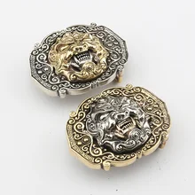

New brass solid belt buckle men's belt buckle smooth buckle Taotie grimace manual plate buckle 4.0cm
