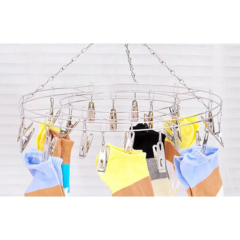 

Airer Drying Rack Clips Hanging Baby Clothes Stainless Steel Silver 20*36cm Portable Hangers