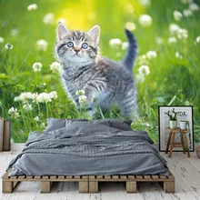 Cute Cat Wallpaper Custom 3D Wall Mural Kitten in Flower Field Photo Wallpaper Pet shop Kids Girls Bedroom Living Room Decor