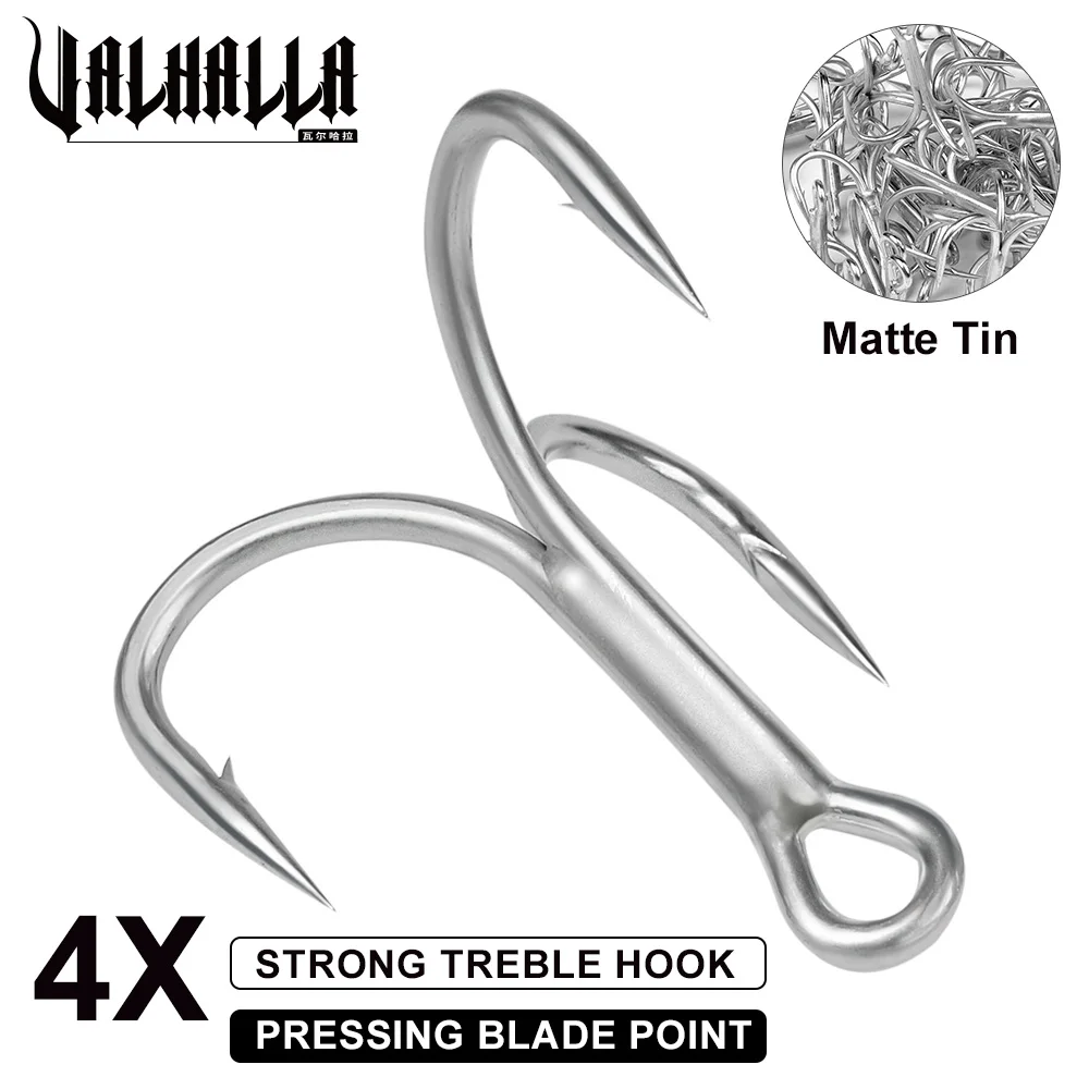 VALHALLA 1 шт. тройные Крючки 5/0 прочные 4 матовые жестяные рыболовные крючки из