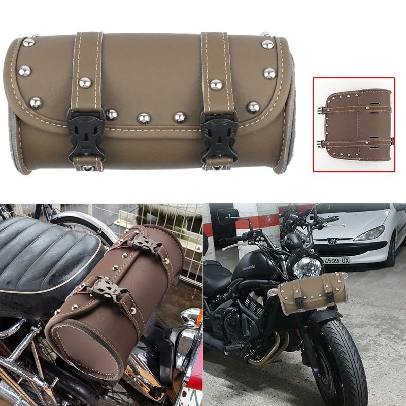 Black Leather Motorcycle Bag Motorcycle Saddle Bag Pannier Bag Tool Bag Rear Bag for Harley 