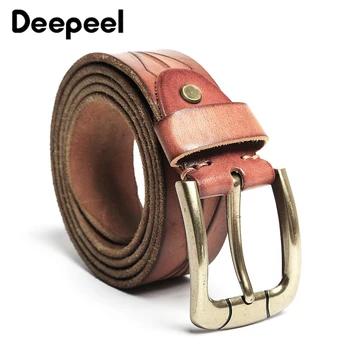 

Deepeel 1pc 3.6cm*120cm Top Cow Genuine Leather Men Belt Classic Pin Buckle Casual Waistband Youth Jeans Decorative Girdle YK747