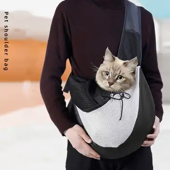 

Portable Cat Dog Pet Bag Mesh Puppy Outdoor Carrier Holder Single Shoulder Zipper Fashion Travel Accessories Hands Free Sling