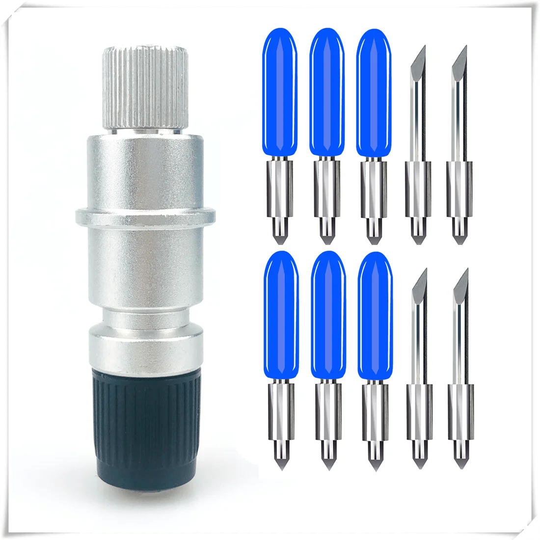 

10 шт. 60 градусов Graphtec CB15 плоттер лезвия виниловый резак нож для силуэта камеи 1/2/3 портрет 1/2 + 1 шт. держатель лезвия