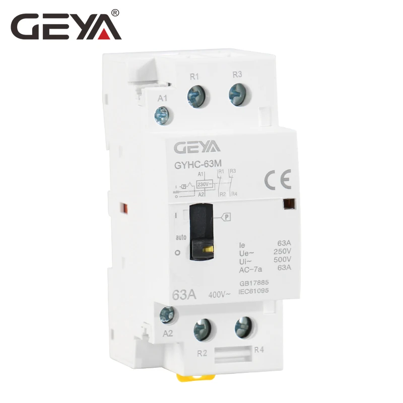 

GEYA GYHC 2P 40A 63A 2NO OR 2NC Household Modular DIN Rail Mounting AC Contactor AC220V 230V Manual Control