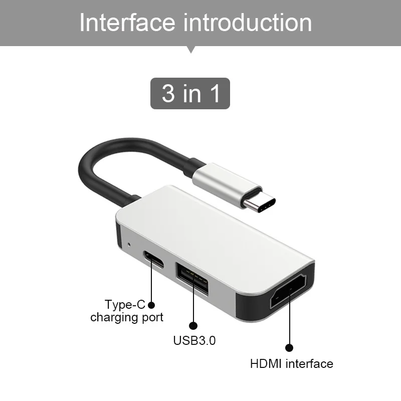 Basix USB C концентратор USB-C к HDMI Thunderbolt 3 адаптер для MacBook samsung Galaxy S9 huawei P20 mate 20 Pro type C USB 3,0 концентратор