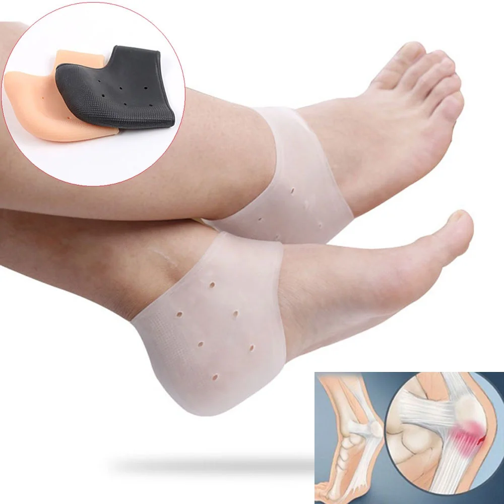 Gel Heel Cups Inserts Compression Heel Sleeves Socks Foot Ankle Pain Relief for Plantar Fasciitis Spurs Pads Cracked 1Pair