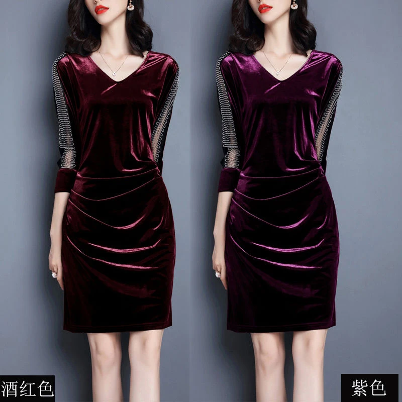 Женское осенне-зимнее Бандажное платье для женщин сексуальное облегающее эластичное облегающее платье с v-образным вырезом и длинным рукавом для вечеринок размера плюс 4XL Vestidos - Цвет: Red wine 2