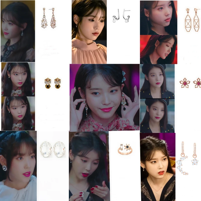 

Crystal IU same Lee Ji Eun Eardrop temperament For Women Earrings pendientes brincos ornament