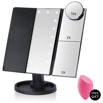 

Cosmetic Mirror Touch Screen Illuminated Makeup Mirror 1X/2X/3X/10XMagnifying Led Lighted Mirror Vanity Light Adjustable Mirrors