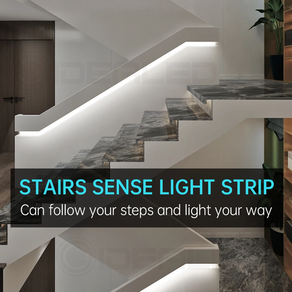 

LED motion sensor light strip mini control Stair streamline under cabinet night light Addressable LED Strip Tape for the stair