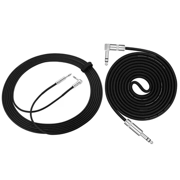 

TRS Cable 1/4 Male Right Angle to 1/4 inch TRS Male Straight Balanced Stereo o Patch Cable Black Cord Sturdy