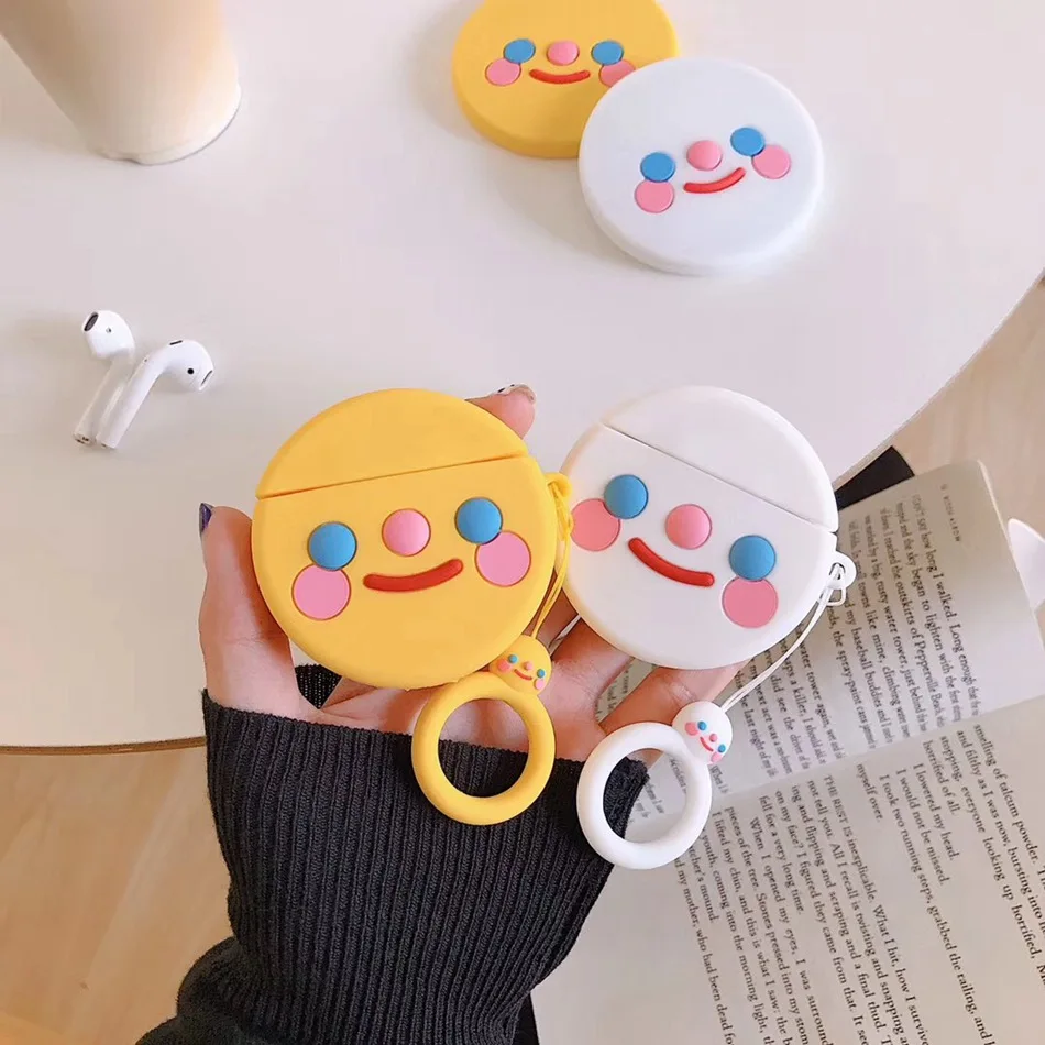 Для AirPods чехол Японский Корейский милый Румяна Улыбка наушники чехол для Apple Airpods 2 Забавный защитный чехол с кольцом на палец