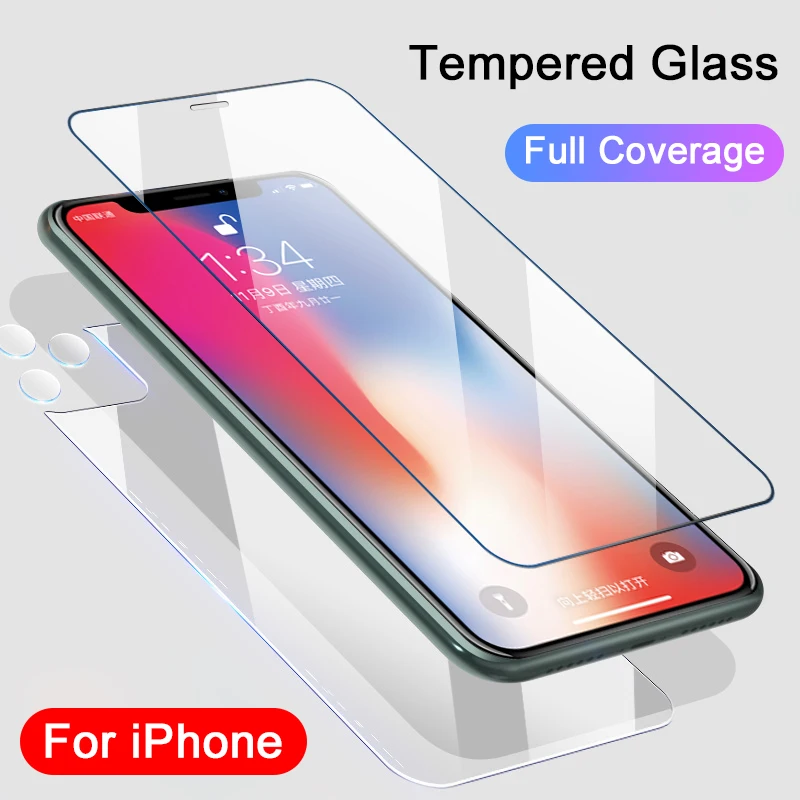 Переднее+ заднее защитное закаленное стекло для iphone 11 Pro X XR XS Max защита экрана на iphone 11 Pro Max задняя и защитная пленка