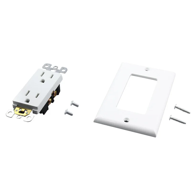 1 Stück Weiße Amerikanische 2-Wege-PC-Panel-Steckdose, Wandsteckdose Typ 120, Doppelte US-Steckdose NEMA 5-15R 5-20R, Stromsteckdose 114x70mm 15A 20A – Detail 4