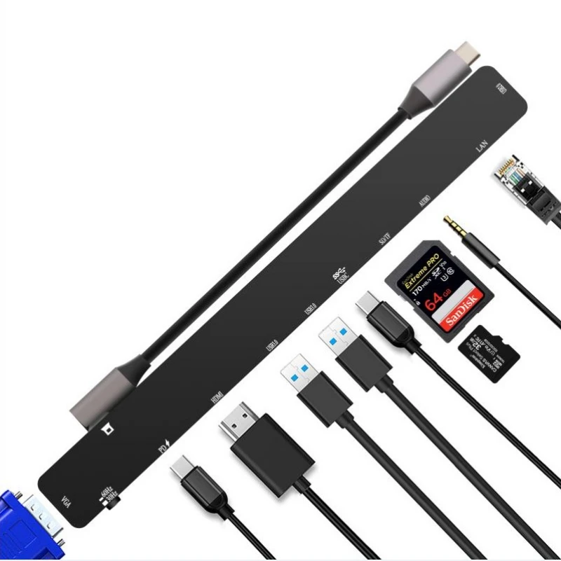 USB C HUB 11 in 1 USB 3.0 HUB USB Splitter OTG Type-C to VGA PD HDMI TF SD 3.5mm Audio RJ45 Gigabit Ethernet for MacBook Pro
USB C HUB 11 in 1 USB 3.0 HUB USB Splitter OTG Type-C to VGA PD HDMI TF SD 3.5mm Audio RJ45 Gigabit Ethernet for MacBook Pro