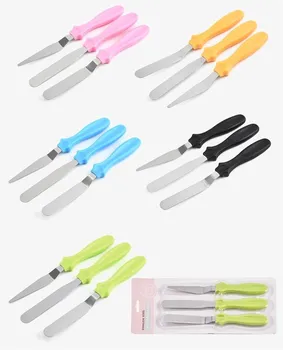 

3Pcs/Set Cake Spatula Cake Cream Carved Flower Knife Stainless Steel With Plastic Handle Cake Stripper Knife Baking Tool