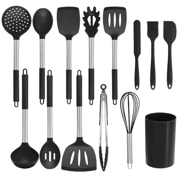 

14pcs Non Stick Easy Clean Whisk Heat Resistant Camping Mildewproof Modern Silicone Cooking Utensil Set Anti-slip Kitchen Tool
