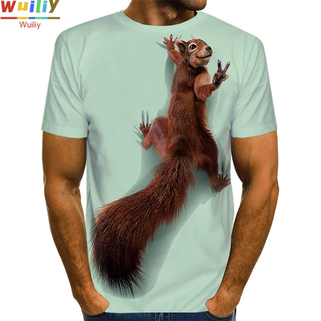 Men's Squirrel T Shirt 3D Print Shirt Animal Graphic Tees Lovely Pattern Tops Men/Women Cute Puppy Face Tee Funny Pet T-shirt style 1