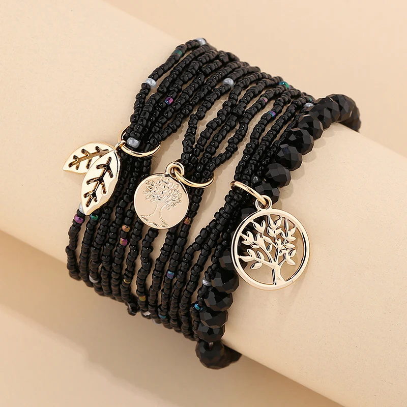 Life Tree Bracelets Women Bohemian Jewelry Multilayer Charm Beads Bracelet Set Ethnic Wrap Bracelets Pulseras Mujer Femme Gift