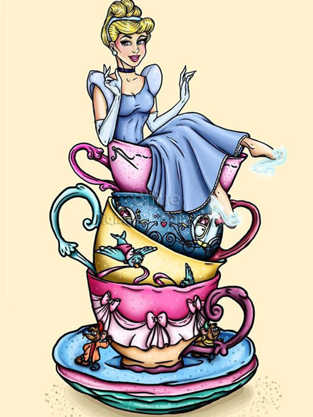 Cartoon princess cup Diamond Painting Cross Stitch - Full Square/Round 5D  DIY Diamond Embroidery