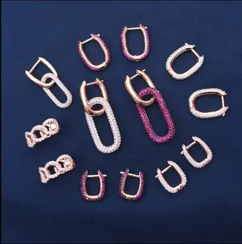 

New fashion earrings micro-inlaid zircon geometric earrings personality women earrings women