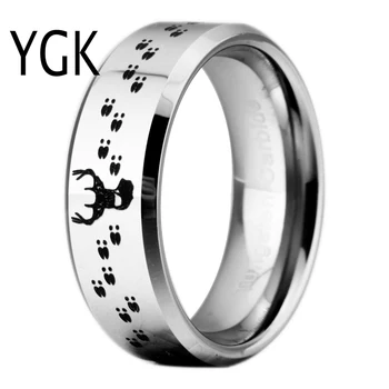 

Anniversary Gift Ring Buck Deer Ring Hot Sales 8MM Hunting Buck&Deer Tracks Design New Men's Tungsten Wedding Ring