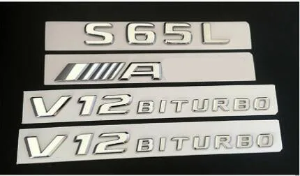 shiny silver Хром S65L Для AMG V12 BITURBO Багажник крыло значки-эмблемы для Mercedes - Цвет: shiny silver