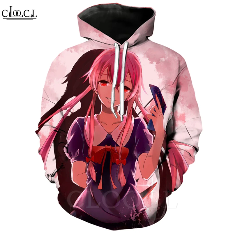 Аниме Future Diary толстовки для мужчин и женщин с 3D принтом Gasai Yuno хиппи хипстер