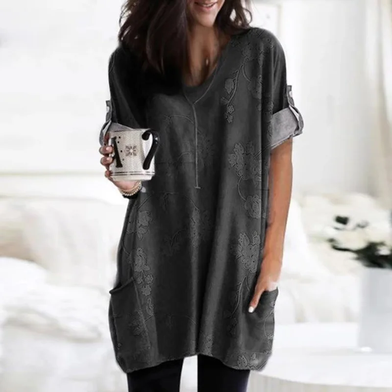 Женская длинная футболка с v-образным вырезом свободная длинным рукавом большие