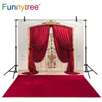 

Funnytree photographic background wedding arch curtain indoor Red carpet classical Party for a studio photo backdrop photophone