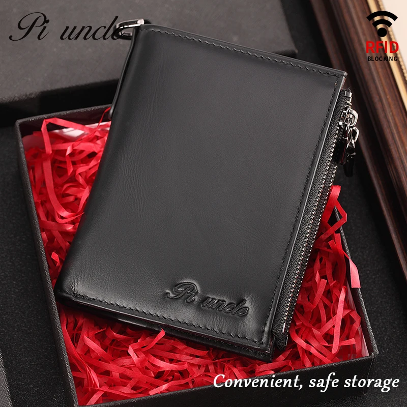 Кошелек мужской из натуральной кожи на молнии с отделением для монет | Багаж и